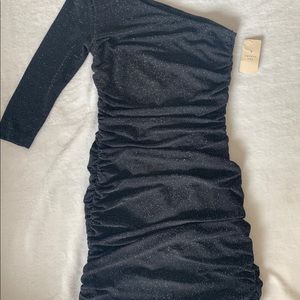 Black one shoulder sparkly dress NWT